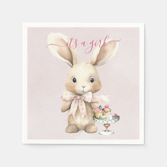 Bunny Baby Shower Girl  Napkin (Front)