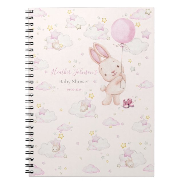 Bunny Baby Shower Girl Notebook (Front)