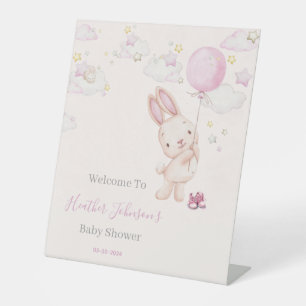 Bunny Baby Shower Girl Pedestal Sign