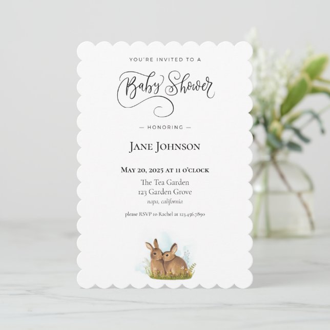 Bunny Baby Shower Invitation (Standing Front)