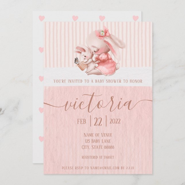 Bunny Baby Shower Invitation (Front/Back)