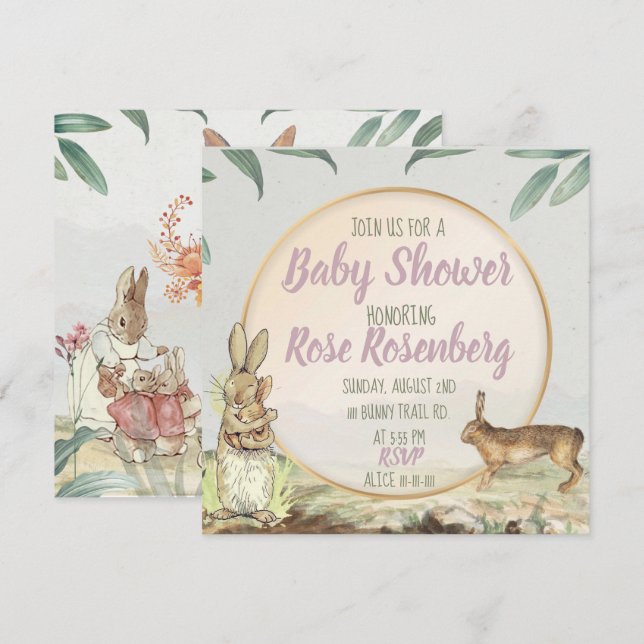 Bunny Baby Shower Invitation (Front/Back)
