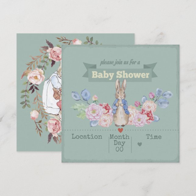 Bunny Baby Shower Invitation (Front/Back)