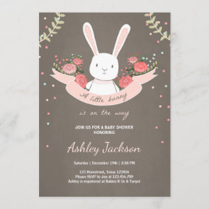 Bunny Baby Shower invitation Rabbit Spring Floral