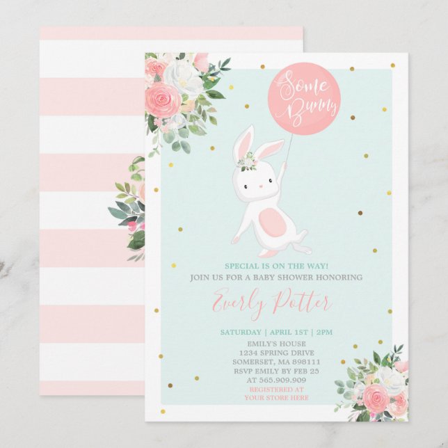 Bunny Baby Shower Invitation Some Bunny Special (Front/Back)