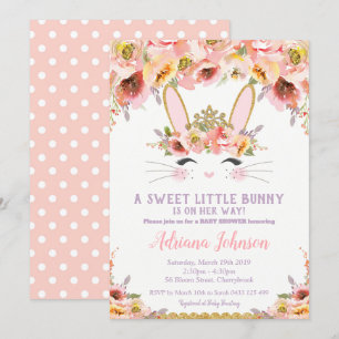 Bunny Baby Shower Invitations Girl Floral Rabbit