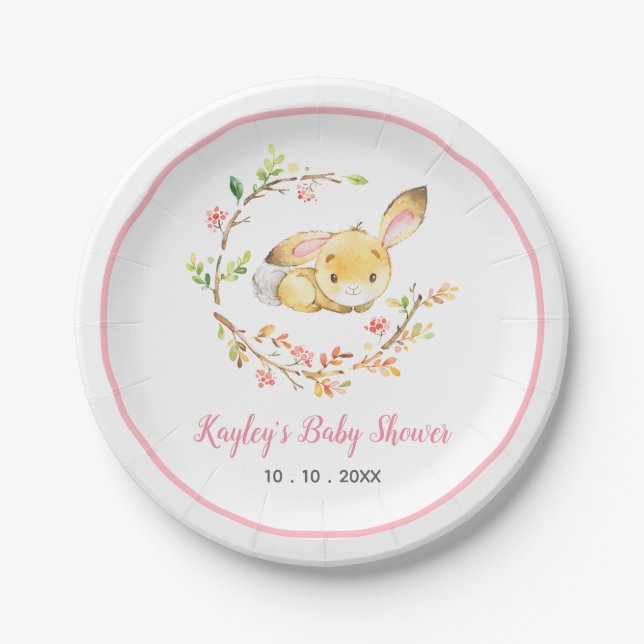 Bunny Baby Shower Paper Plate (Front)