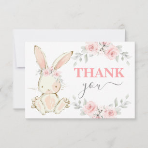 Bunny Baby Shower pink thank you Note Card