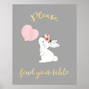 Bunny Baby Shower Please Find You Table Sign