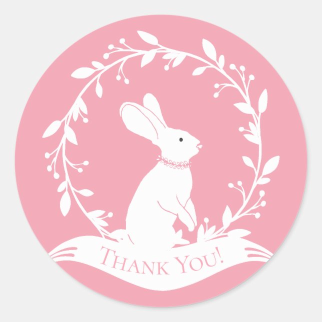 Bunny Baby Shower Thank You Favour Sticker (Front)