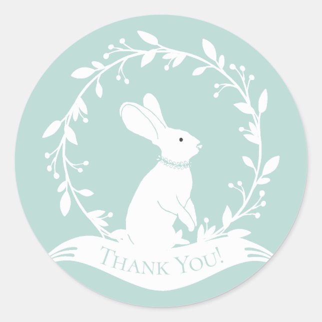 Bunny Baby Shower Thank You Favour Sticker (Front)