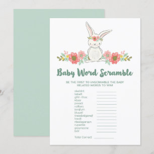 Bunny Baby Shower Word Scramble Game Card