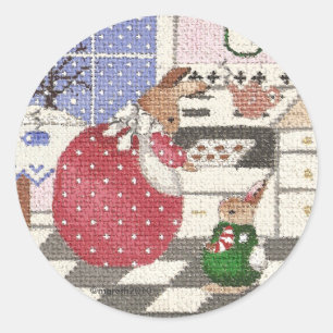 bunny baking cookies classic round sticker
