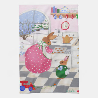 Bunny Baking Cookies Kitchen Towel