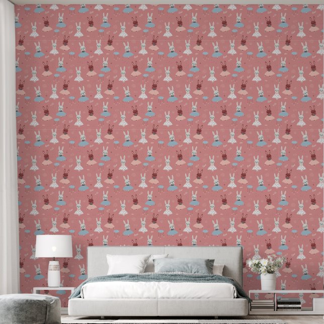 Bunny Ballerinas Wallpaper (Bedroom)