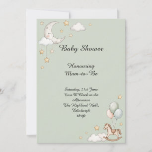 Bunny Balloon Baby Shower Invitation