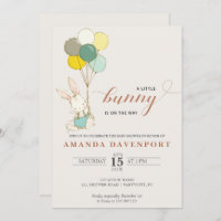 Bunny Balloons baby shower Invitation