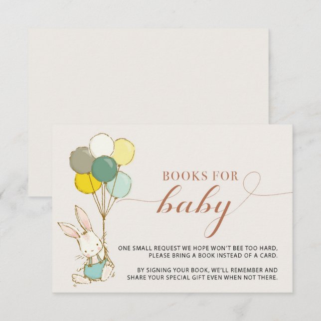 Bunny Balloons Books for Baby enclosure Invitation (Front/Back)