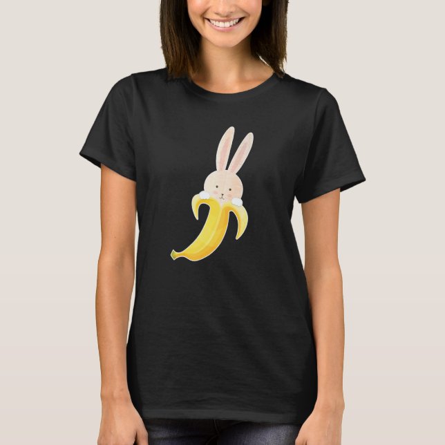 Bunny Banana Bunnana Cute Rabbit Peeled Banana T-Shirt (Front)