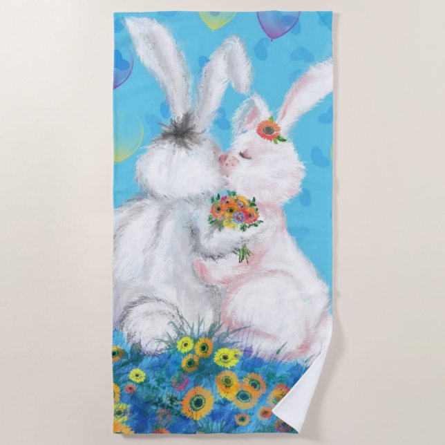Bunny Beach Towel - Hug (Front)