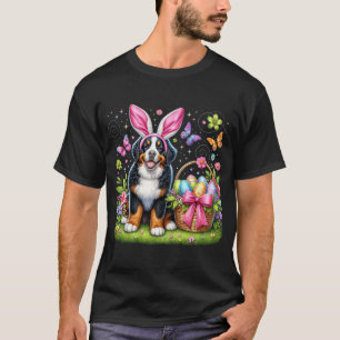 Bunny Bernese Mountain Dog Dog Easter Eggs Basket T-Shirt