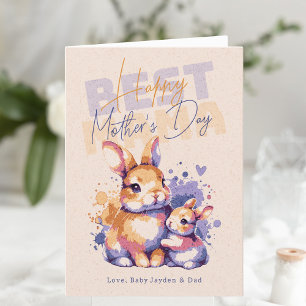 Bunny Best Mama Personalised Mother's Day Holiday Card