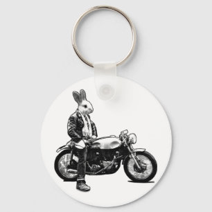 Bunny biker key ring