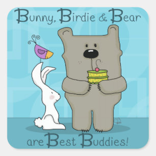 Bunny, Birdie and Bear- Best Buddies Square Sticker