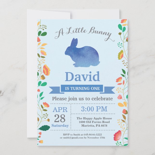 Bunny Birthday Boy Easter Egg 1st First Birthday Invitation (Front)