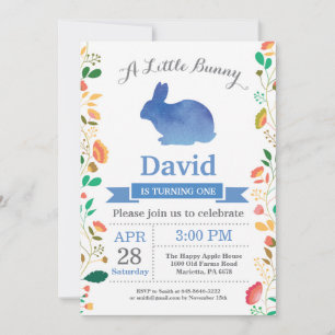 Bunny Birthday Boy Easter Egg 1st First Birthday Invitation