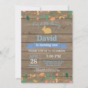 Bunny Birthday Boy Easter Egg 1st First Birthday Invitation