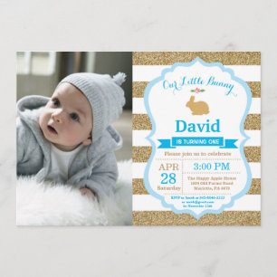 Bunny Birthday Boy Easter Egg 1st First Birthday Invitation