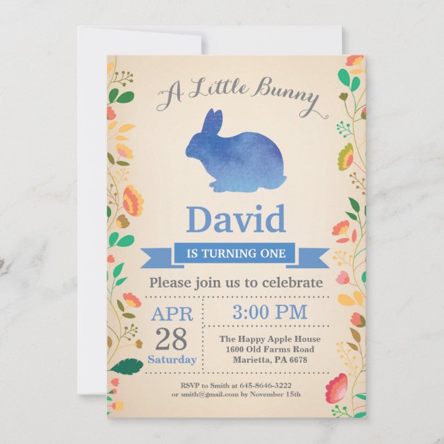 Bunny Birthday Boy Easter Egg 1st First Birthday Invitation (Front)