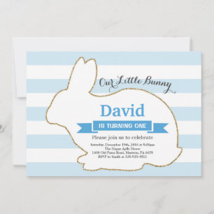 Bunny Birthday Boy Easter Egg 1st First Birthday Invitation