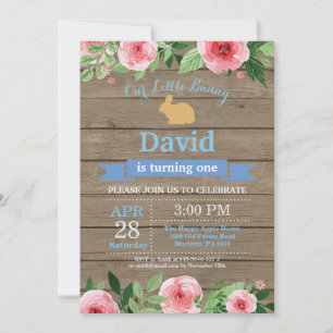 Bunny Birthday Boy Easter Egg 1st First Birthday Invitation