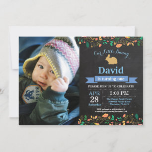 Bunny Birthday Boy Easter Egg 1st First Birthday Invitation