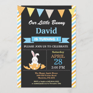 Bunny Birthday Boy Easter Egg Birthday Invitation