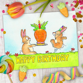 Bunny Birthday Cake Postcard