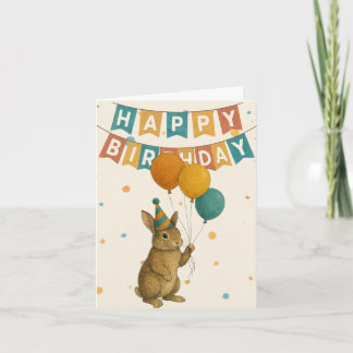 Bunny Birthday Card – Cute Party Animal