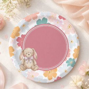 Bunny Birthday Cute Bunny Party Paper Plate