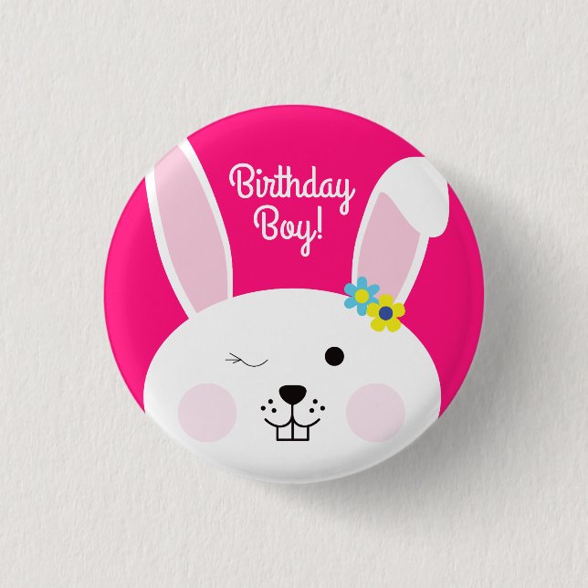Bunny Birthday Cute Kid's Rabbit Party 3 Cm Round Badge (Front)
