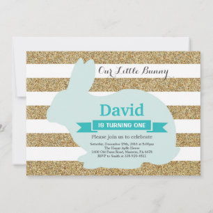 Bunny Birthday Easter Egg 1st First Birthday Invitation