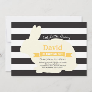 Bunny Birthday Easter Egg 1st First Birthday Invitation