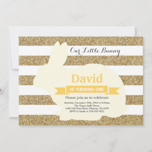 Bunny Birthday Easter Egg 1st First Birthday Invitation