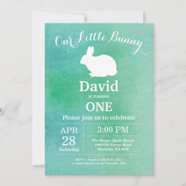 Bunny Birthday Easter Egg 1st First Birthday Invitation (Front)