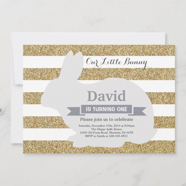 Bunny Birthday Easter Egg 1st First Birthday Invitation (Front)