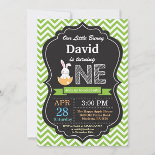 Bunny Birthday Easter Egg 1st First Birthday Invitation