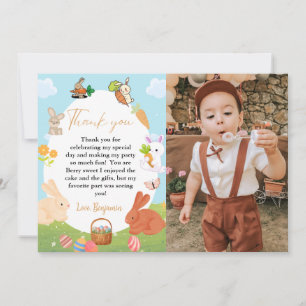 Bunny Birthday Easter Egg Hunt Thank you Card