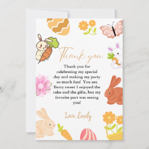  Bunny Birthday Easter Egg Hunt Thank you Card
