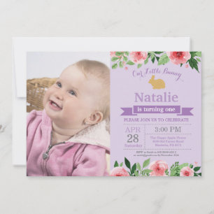 Bunny Birthday Girl Easter Egg 1st First Birthday Invitation